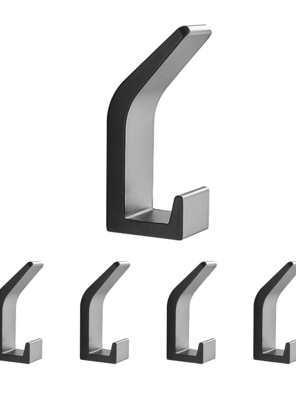 5 Packs Nail-Free and Drill-Free Double-Hook Fall-Off Preventing Coat Hooks